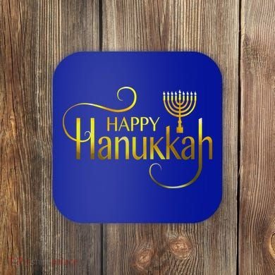 Happy Haunkkah Menorah Logo Coaster