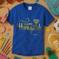 Happy Haunkkah Menorah Logo Kids T-Shirt thumb 3