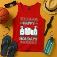 Happy Holidays Toilet Paper Hand Sanitizer Ugly Christmas Sweater  Tank Top thumb 4