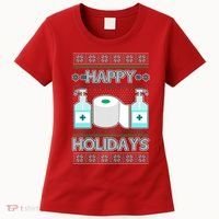 Happy Holidays Toilet Paper Hand Sanitizer Ugly Christmas Sweater  Women's T-Shirt thumb 0