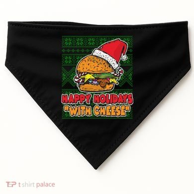 Happy Holidays With Cheese Ugly Christmas Sweater USA-Made Doggie Bandana