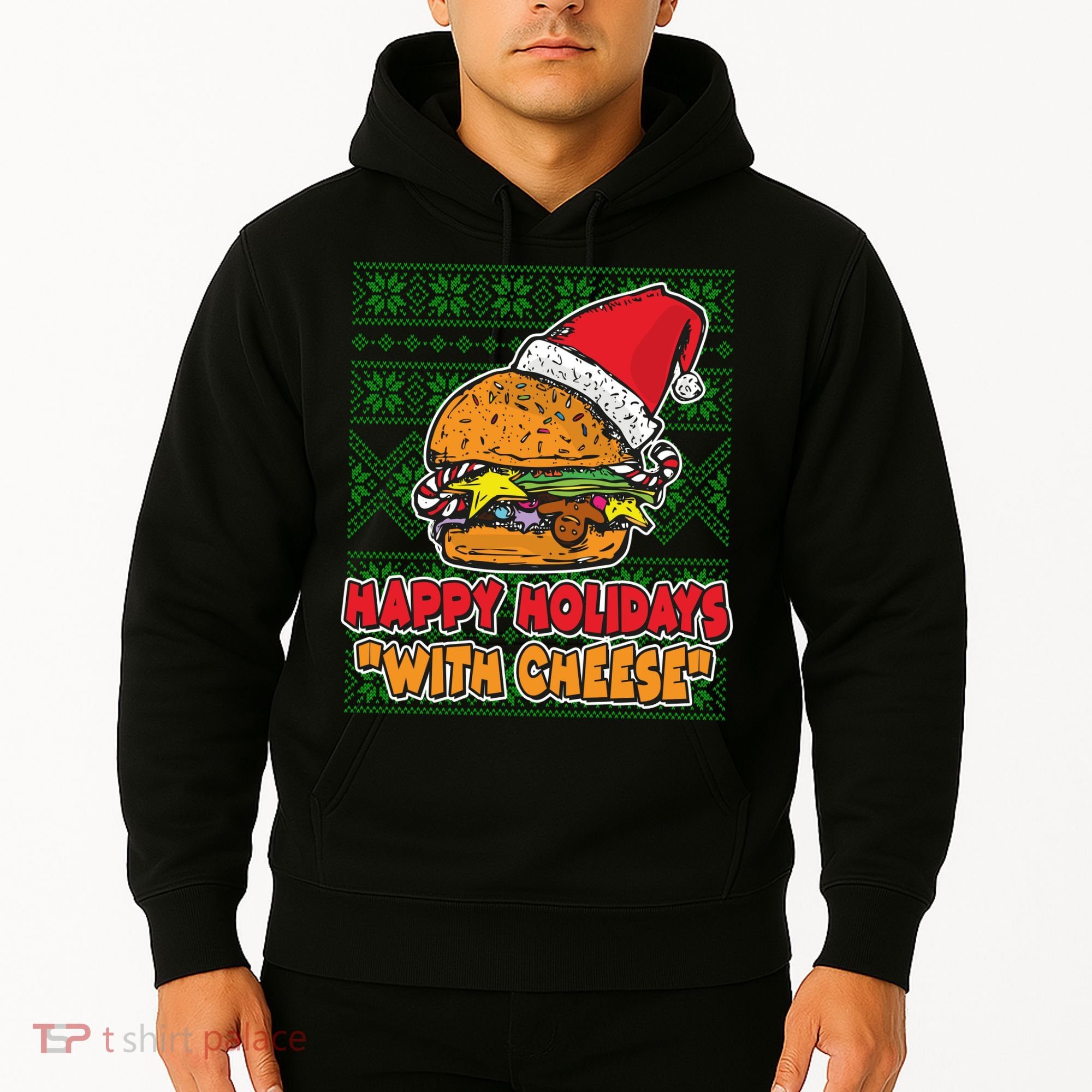 Happy Holidays With Cheese Ugly Christmas Sweater Hoodie
