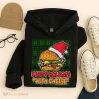 Happy Holidays With Cheese Ugly Christmas Sweater Hoodie thumb 4