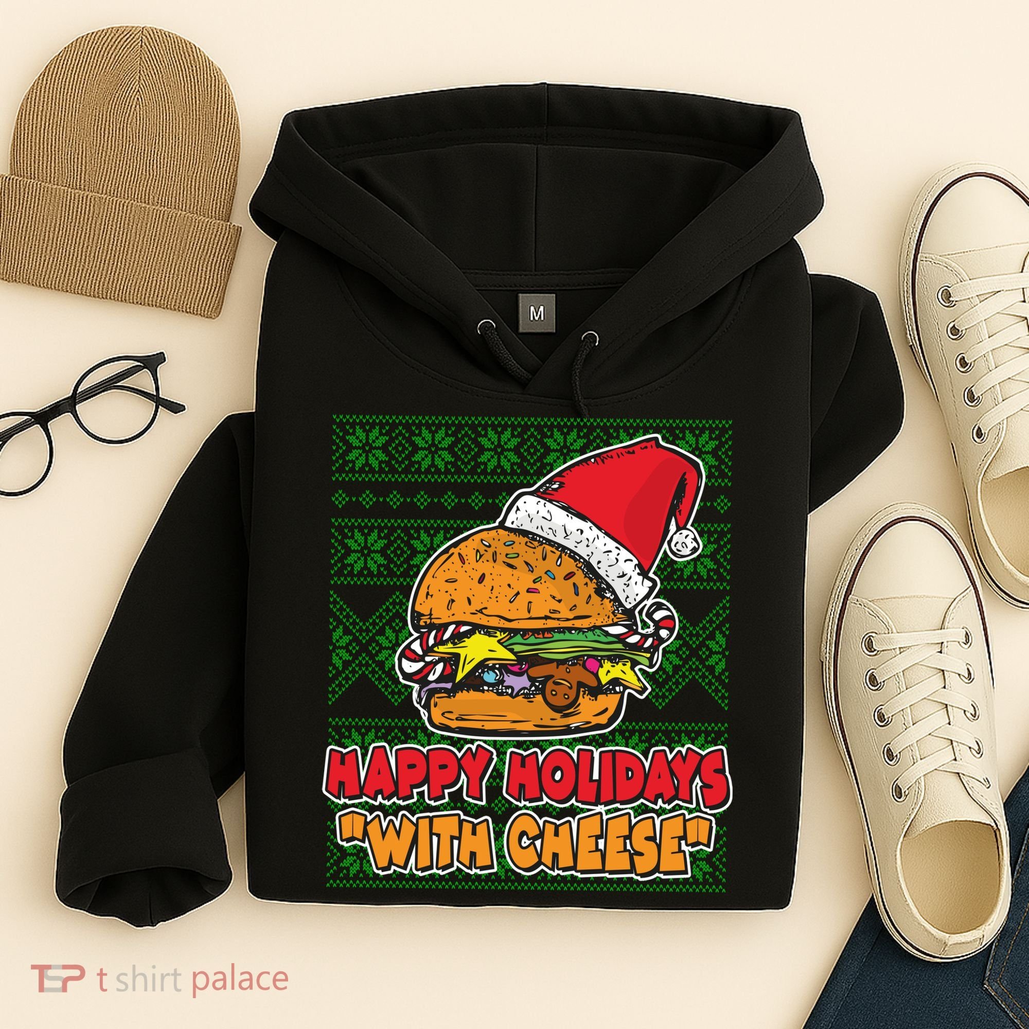 Happy Holidays With Cheese Ugly Christmas Sweater Hoodie