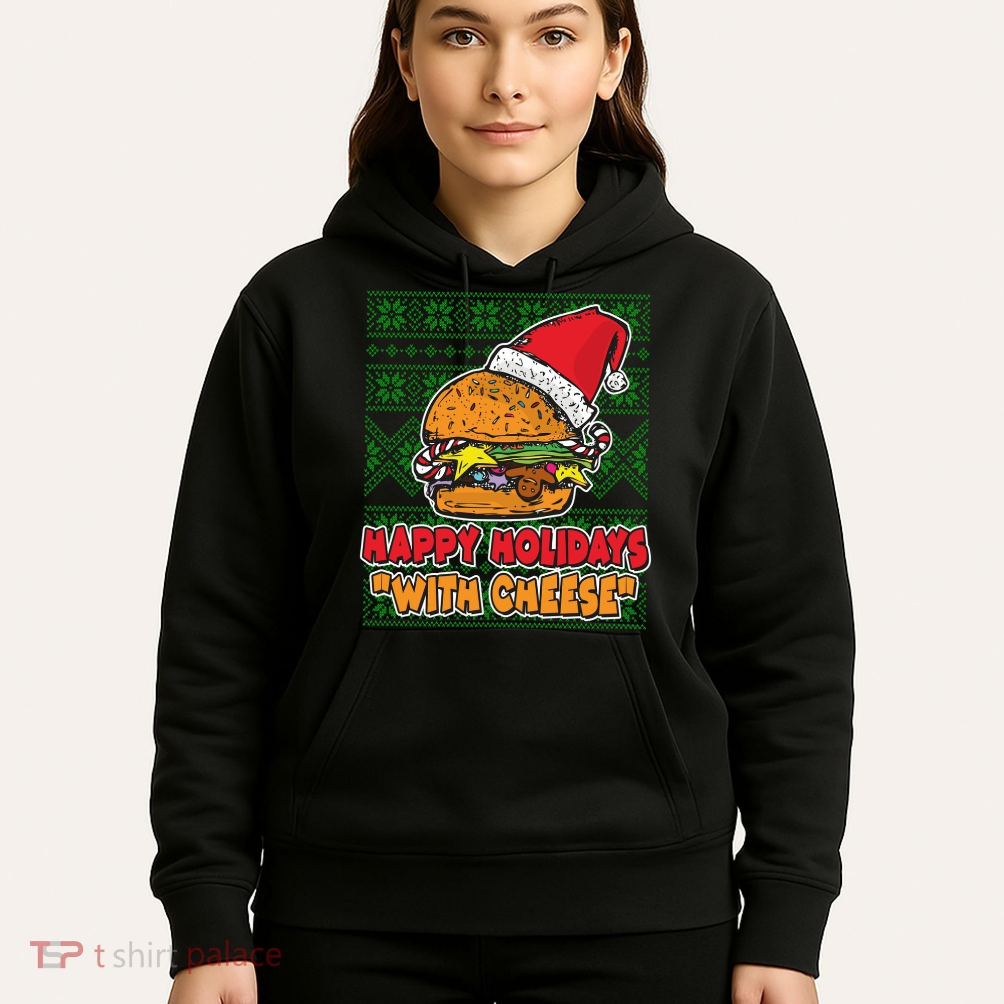 Happy Holidays With Cheese Ugly Christmas Sweater Hoodie