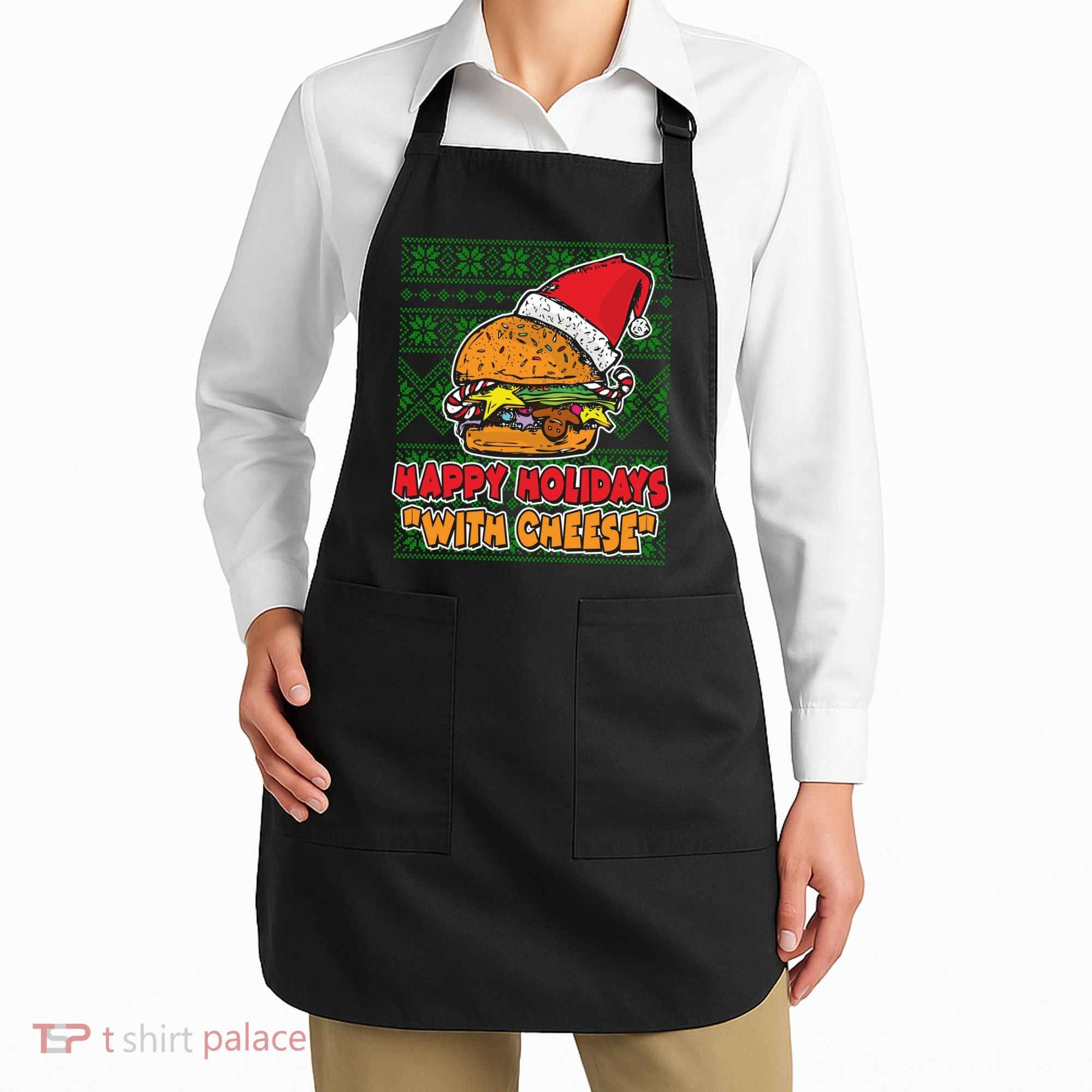 Happy Holidays With Cheese Ugly Christmas Sweater Apron