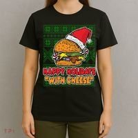 Happy Holidays With Cheese Ugly Christmas Sweater T-Shirt thumb 4
