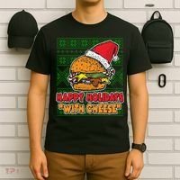 Happy Holidays With Cheese Ugly Christmas Sweater T-Shirt thumb 6