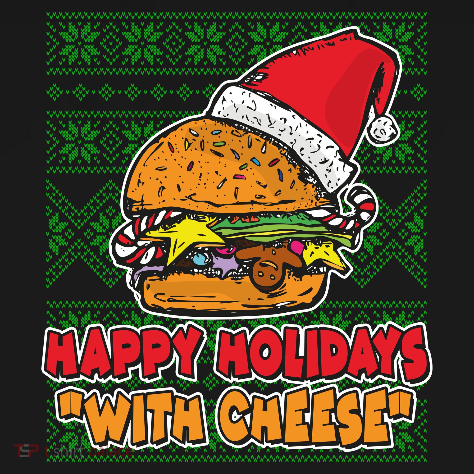 Happy Holidays With Cheese Ugly Christmas Sweater Bucket Hat