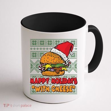 Happy Holidays With Cheese Ugly Christmas Sweater Coffee Mug back