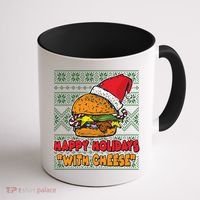 Happy Holidays With Cheese Ugly Christmas Sweater Coffee Mug thumb 1