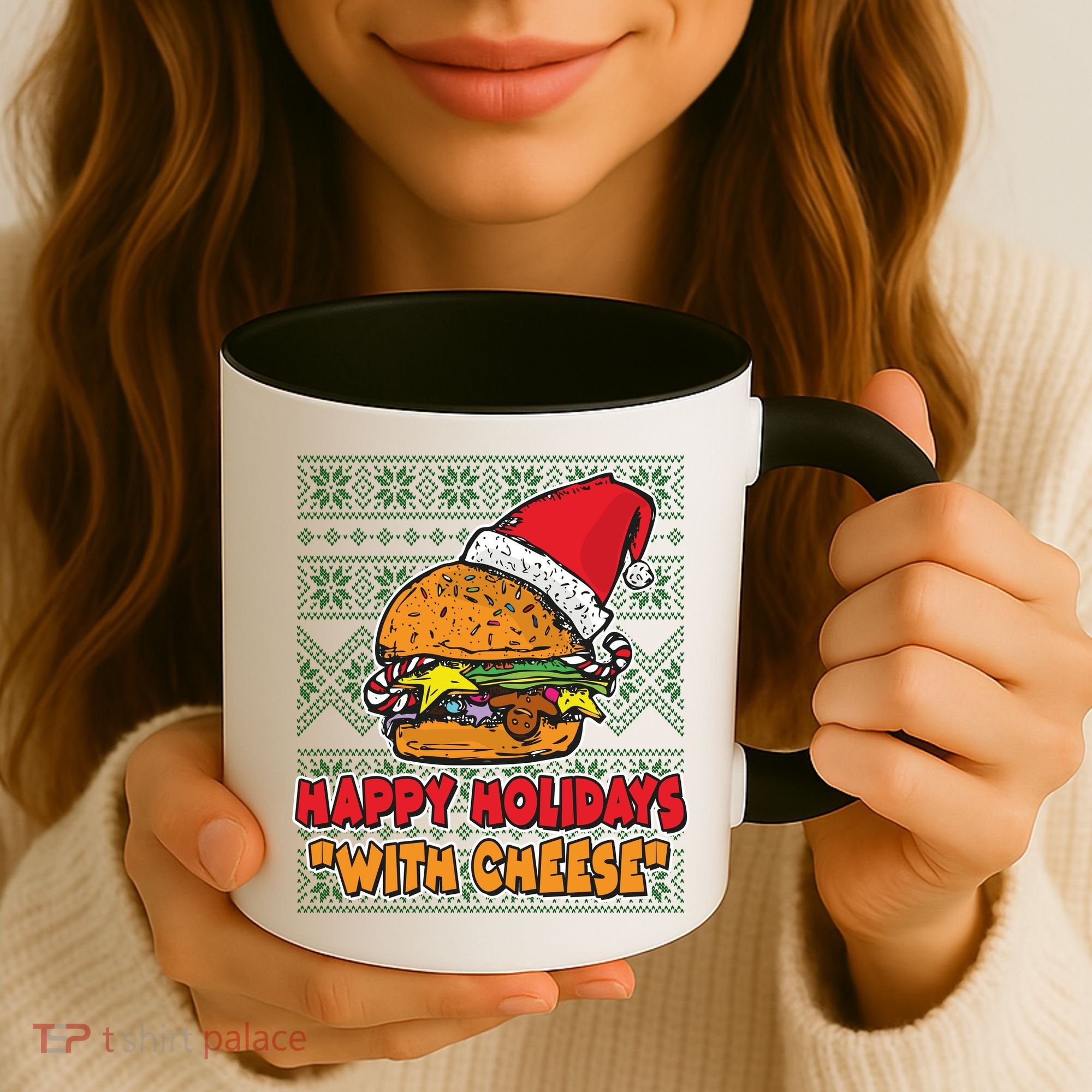 Happy Holidays With Cheese Ugly Christmas Sweater Coffee Mug