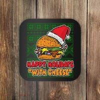 Happy Holidays With Cheese Ugly Christmas Sweater Coaster thumb 0