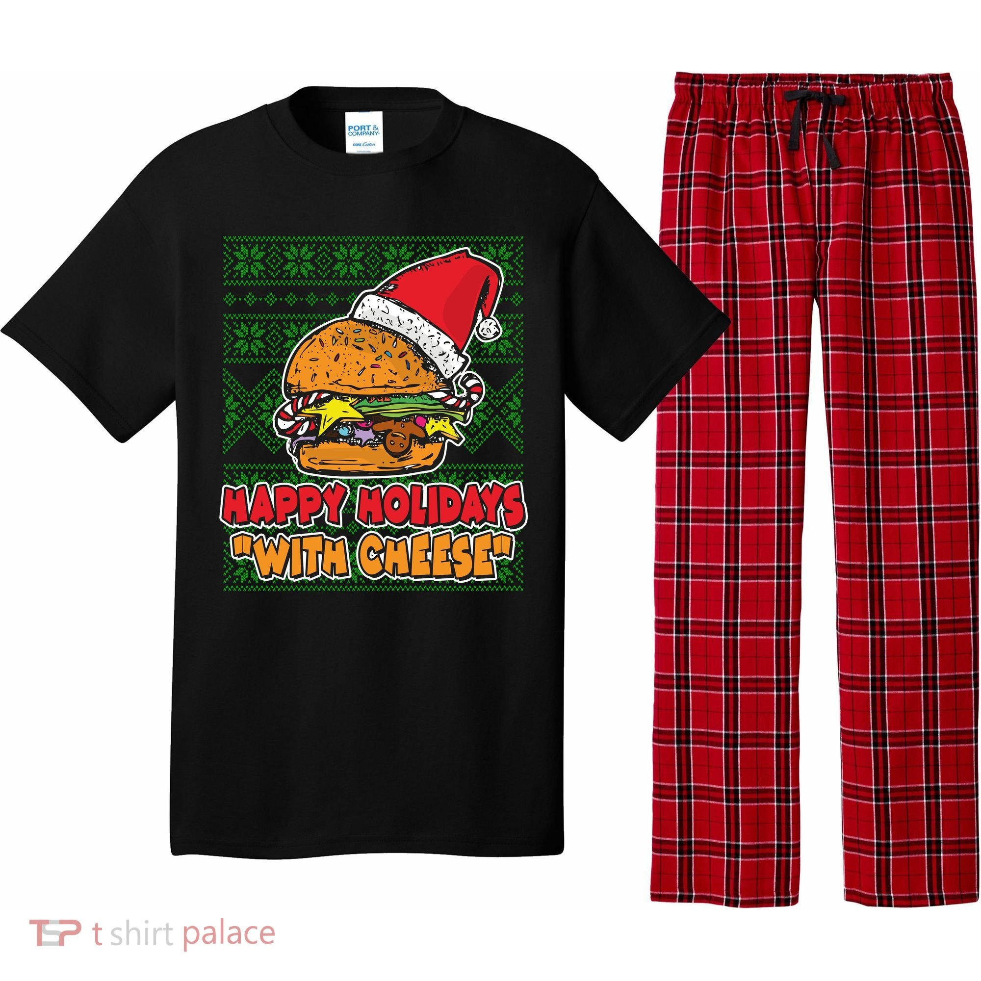 Happy Holidays With Cheese Ugly Christmas Sweater Pajama Set