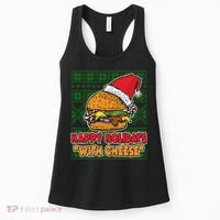 Happy Holidays With Cheese Ugly Christmas Sweater Women's Tank Top thumb 0