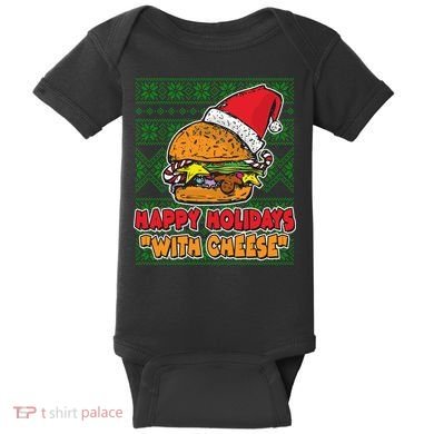 Happy Holidays With Cheese Ugly Christmas Sweater Baby Bodysuit