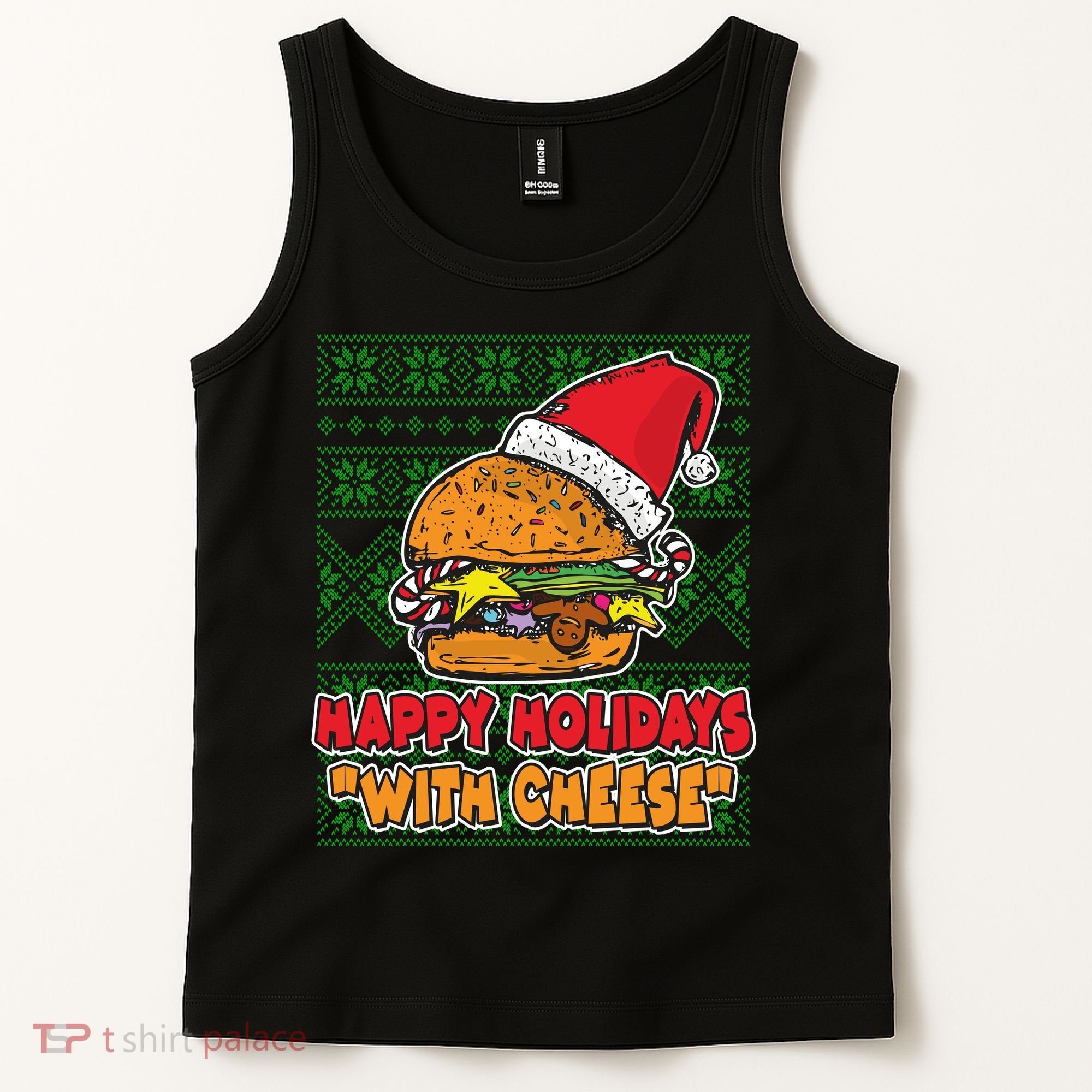 Happy Holidays With Cheese Ugly Christmas Sweater Tank Top