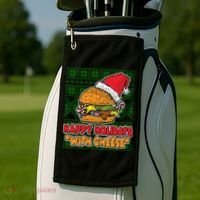 Happy Holidays With Cheese Ugly Christmas Sweater Golf Towel thumb 2