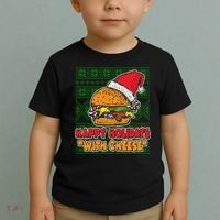 Happy Holidays With Cheese Ugly Christmas Sweater Toddler T-Shirt thumb 2