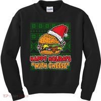 Happy Holidays With Cheese Ugly Christmas Sweater Kids Sweatshirt thumb 0