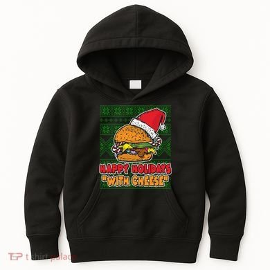 Happy Holidays With Cheese Ugly Christmas Sweater Kids Hoodie