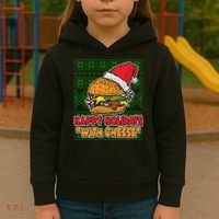 Happy Holidays With Cheese Ugly Christmas Sweater Kids Hoodie thumb 3