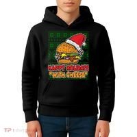 Happy Holidays With Cheese Ugly Christmas Sweater Kids Hoodie thumb 4