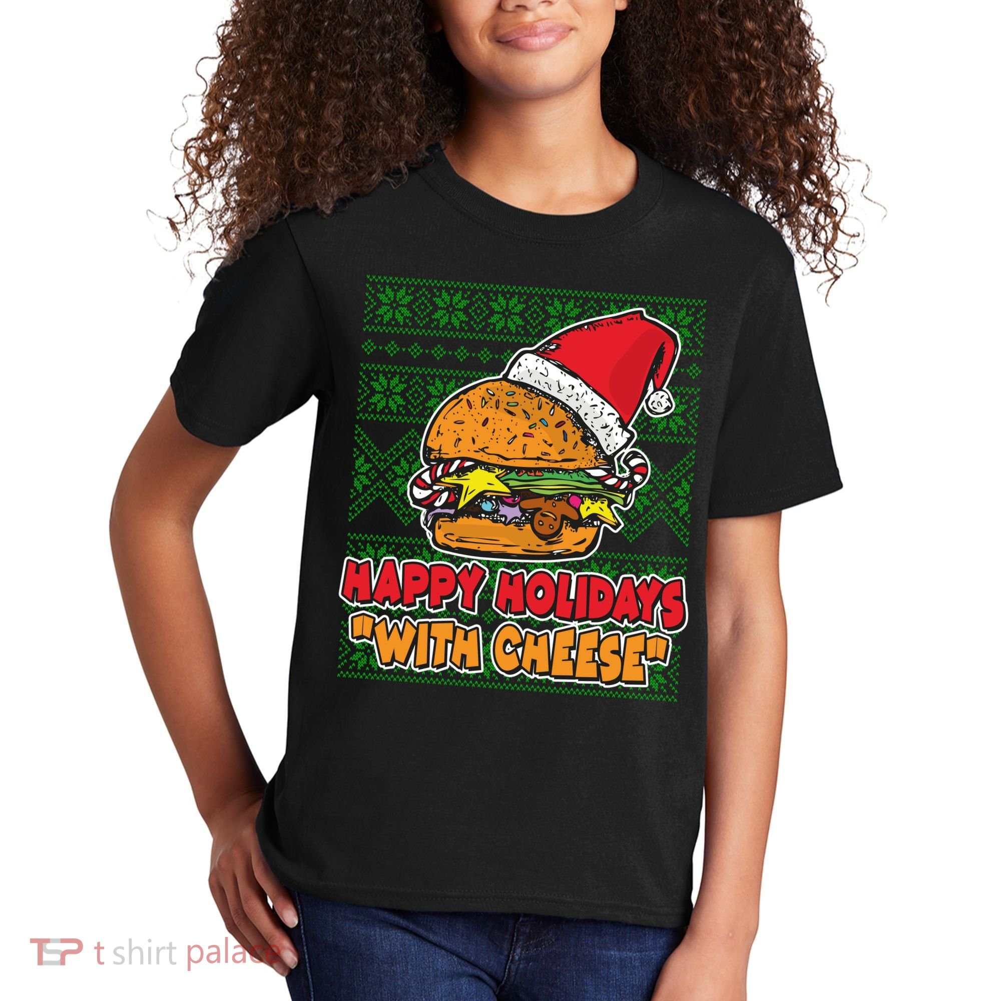 Happy Holidays With Cheese Ugly Christmas Sweater Kids T-Shirt