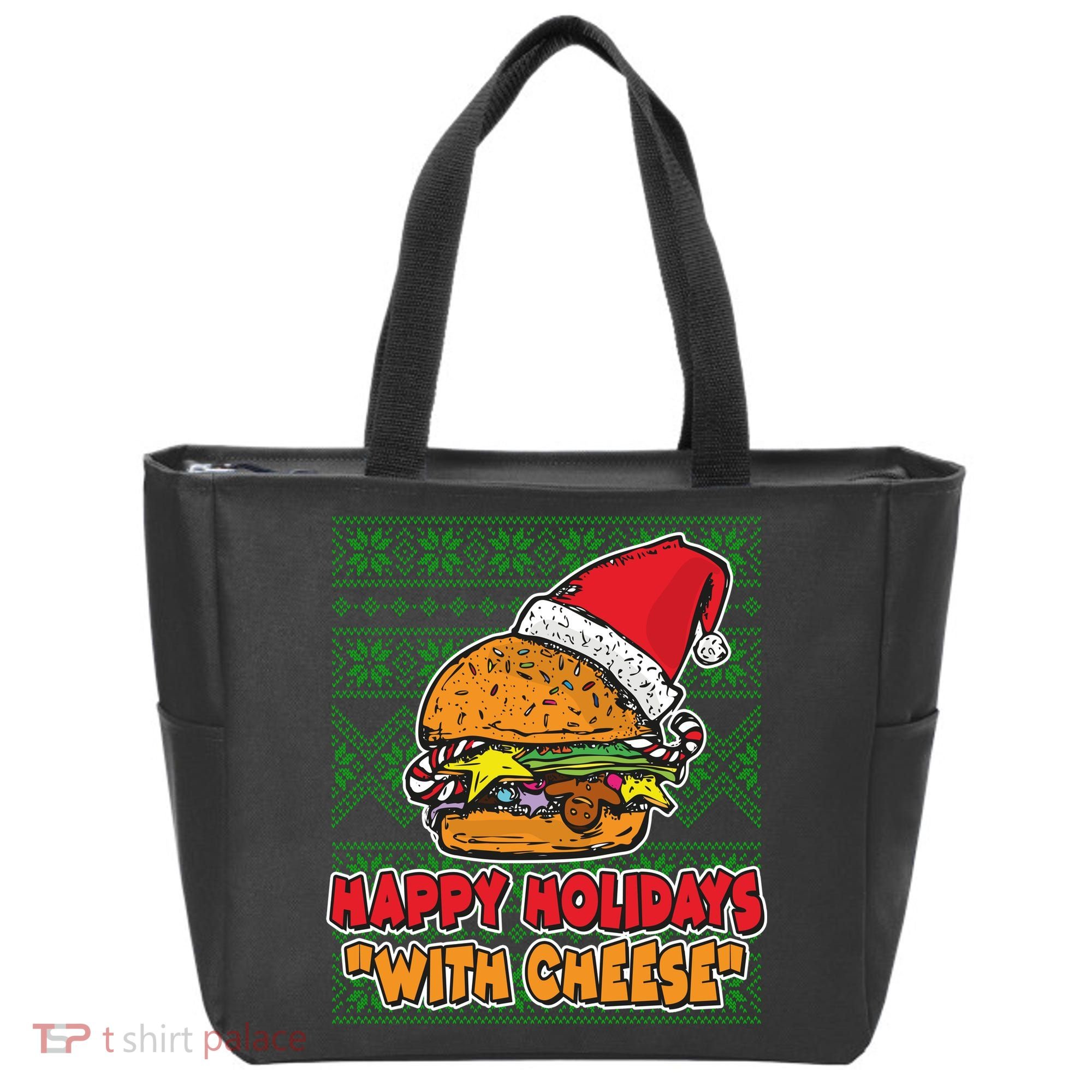 Happy Holidays With Cheese Ugly Christmas Sweater Tote Bag