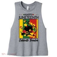 Happy Juneteenth Celebrate Freedom  Abstract Art Women's Racerback Cropped Tank thumb 0
