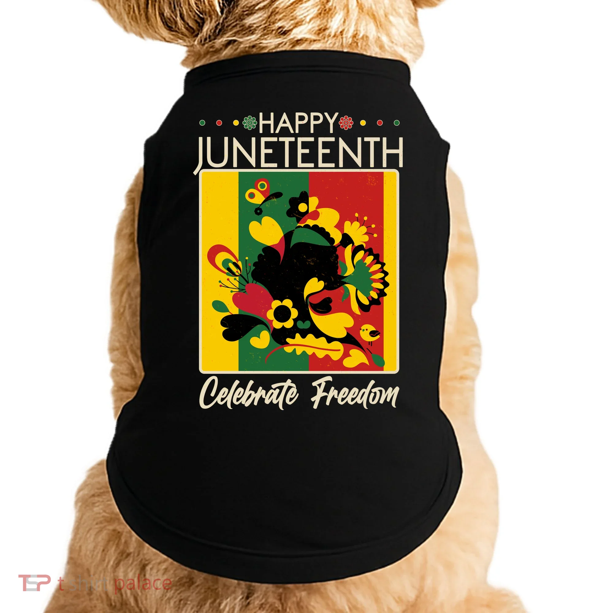 Happy Juneteenth Celebrate Freedom  Abstract Art Doggie Tank