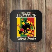 Happy Juneteenth Celebrate Freedom  Abstract Art Coaster thumb 0