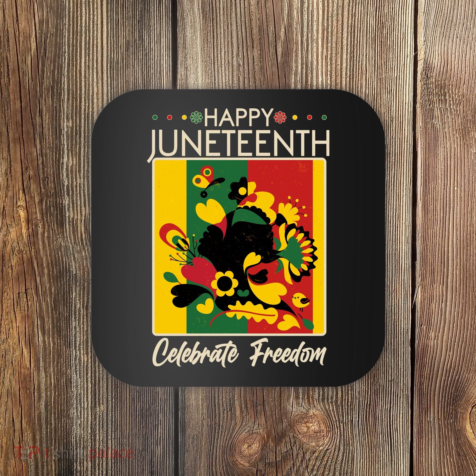Happy Juneteenth Celebrate Freedom  Abstract Art Coaster