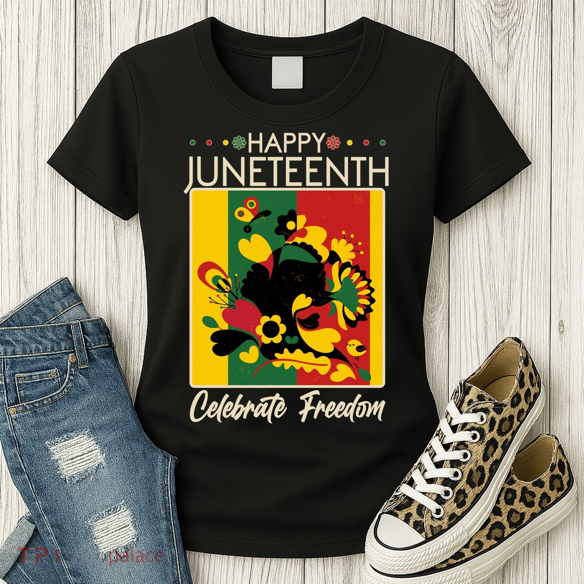 Happy Juneteenth Celebrate Freedom  Abstract Art Women's T-Shirt