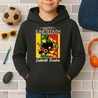 Happy Juneteenth Celebrate Freedom  Abstract Art Kids Hoodie thumb 2
