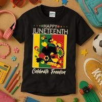 Happy Juneteenth Celebrate Freedom  Abstract Art Kids T-Shirt thumb 3