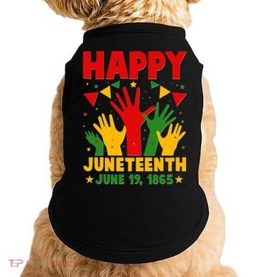 Happy Juneteenth June 19 1865 Celebration Raised Hands Doggie Tank