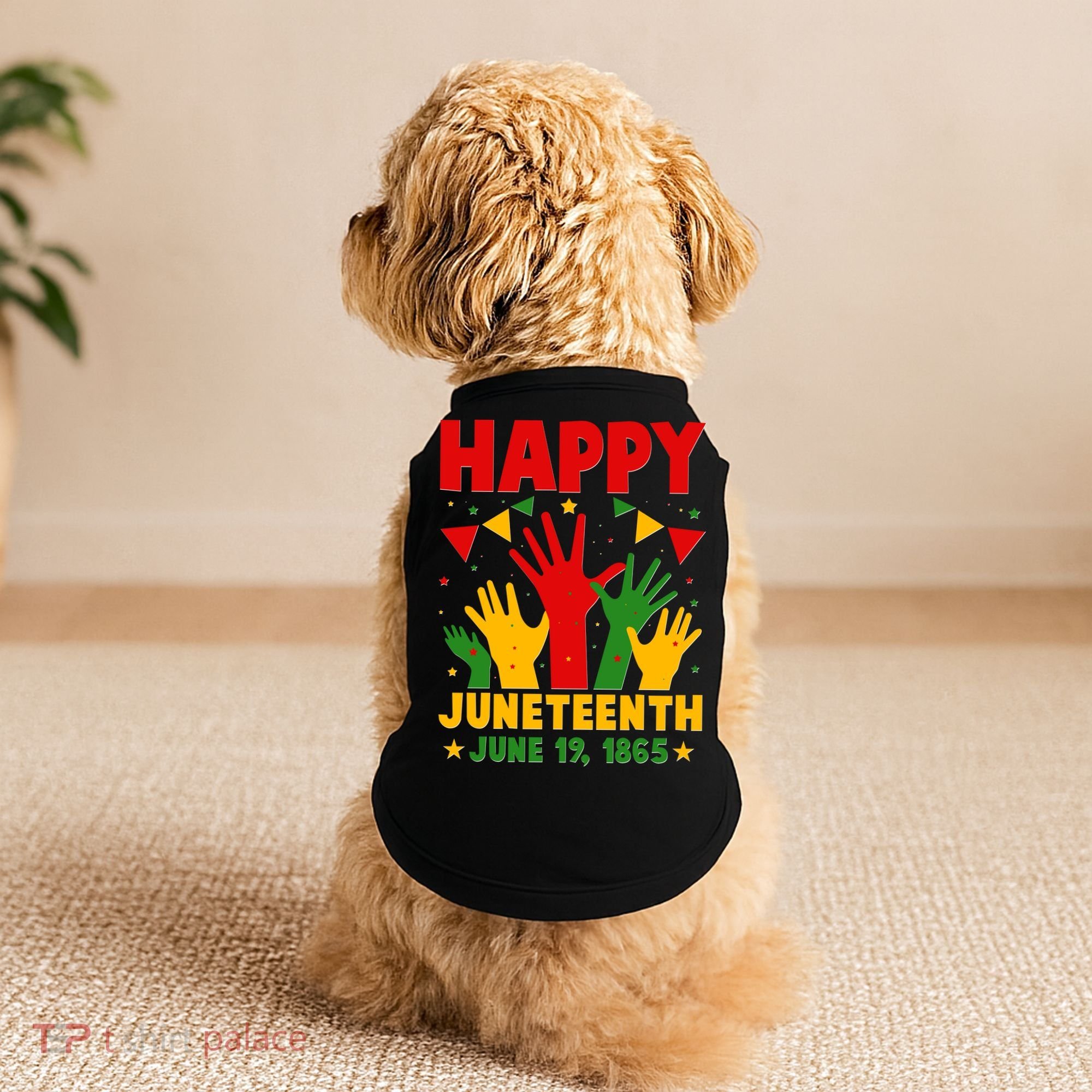 Happy Juneteenth June 19 1865 Celebration Raised Hands Doggie Tank