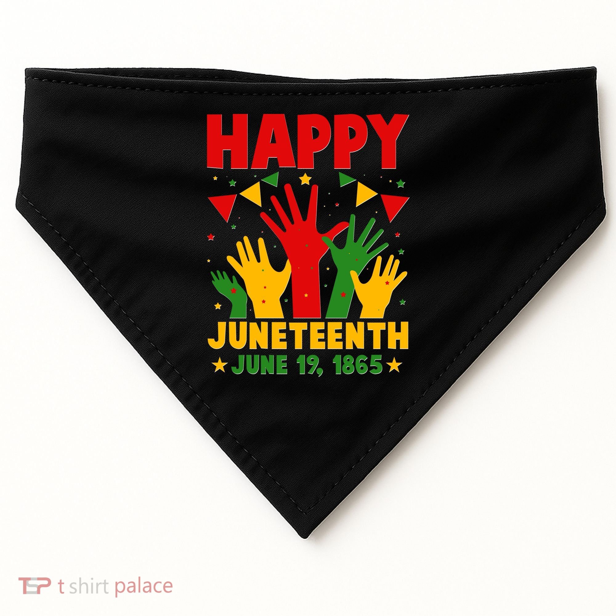 Happy Juneteenth June 19 1865 Celebration Raised Hands USA-Made Doggie Bandana