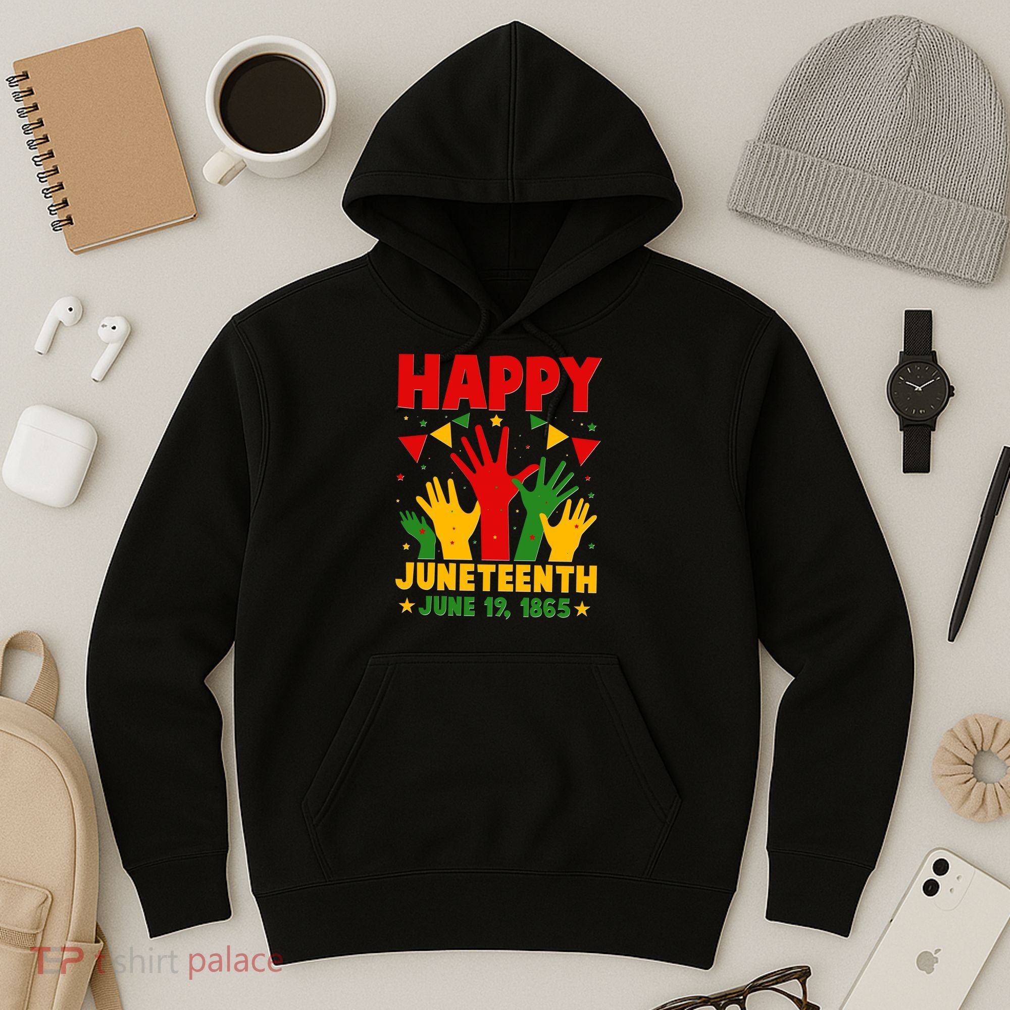 Happy Juneteenth June 19 1865 Celebration Raised Hands Hoodie