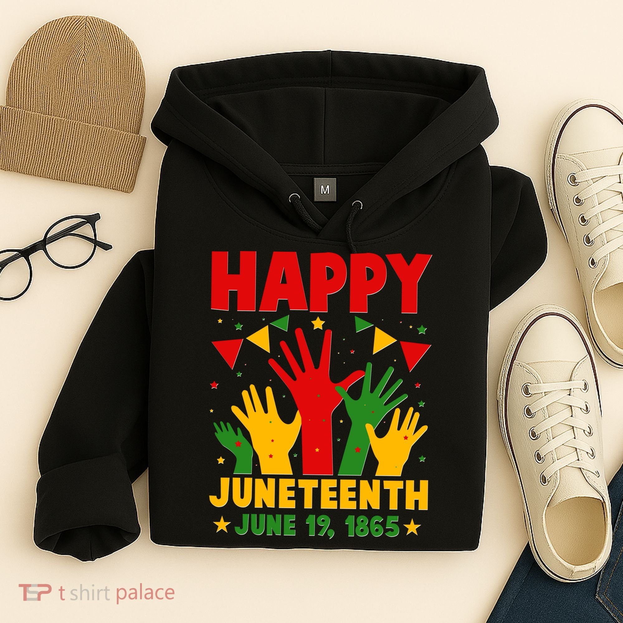 Happy Juneteenth June 19 1865 Celebration Raised Hands Hoodie