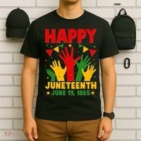 Happy Juneteenth June 19 1865 Celebration Raised Hands T-Shirt thumb 6