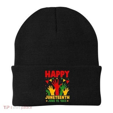 Happy Juneteenth June 19 1865 Celebration Raised Hands Beanie