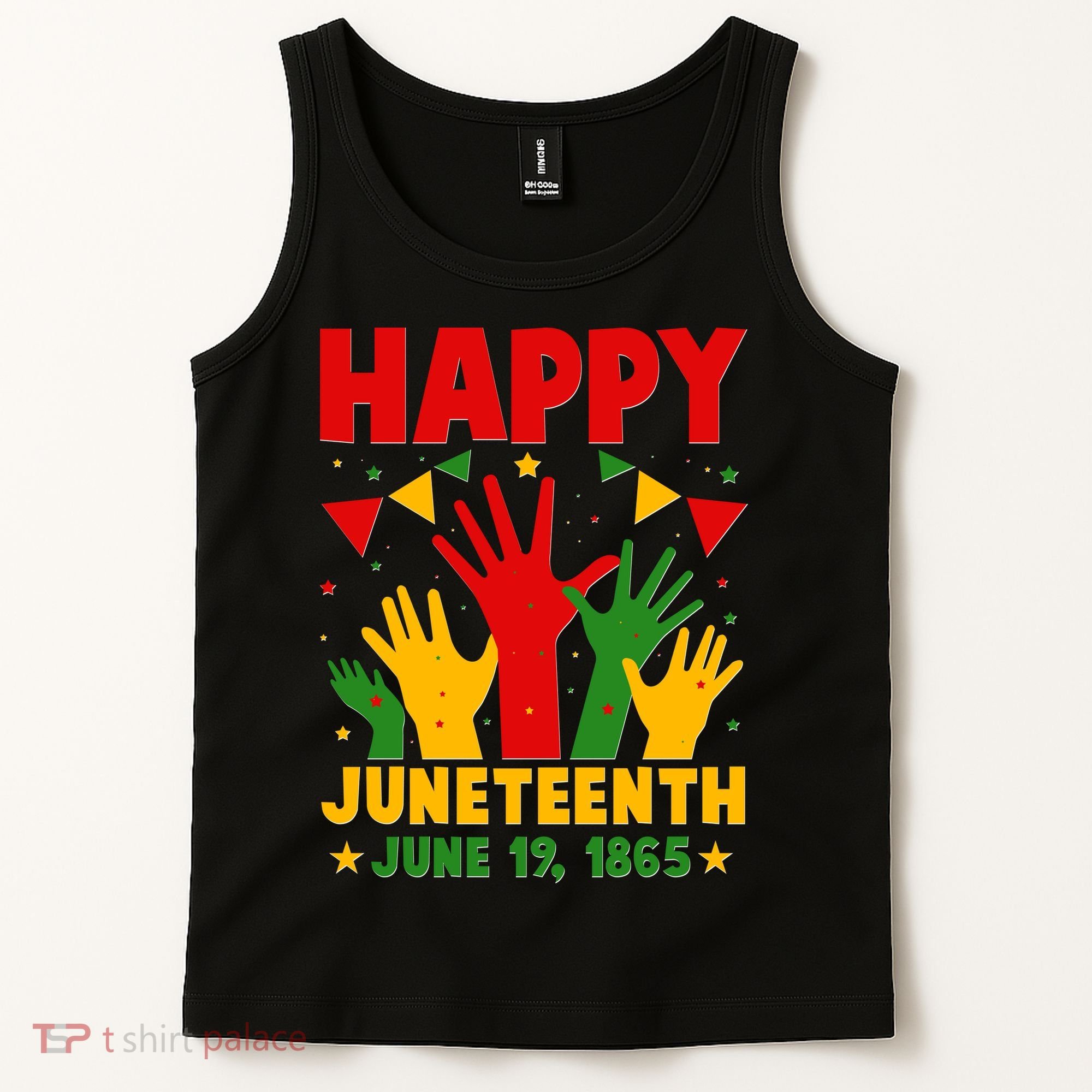 Happy Juneteenth June 19 1865 Celebration Raised Hands Tank Top