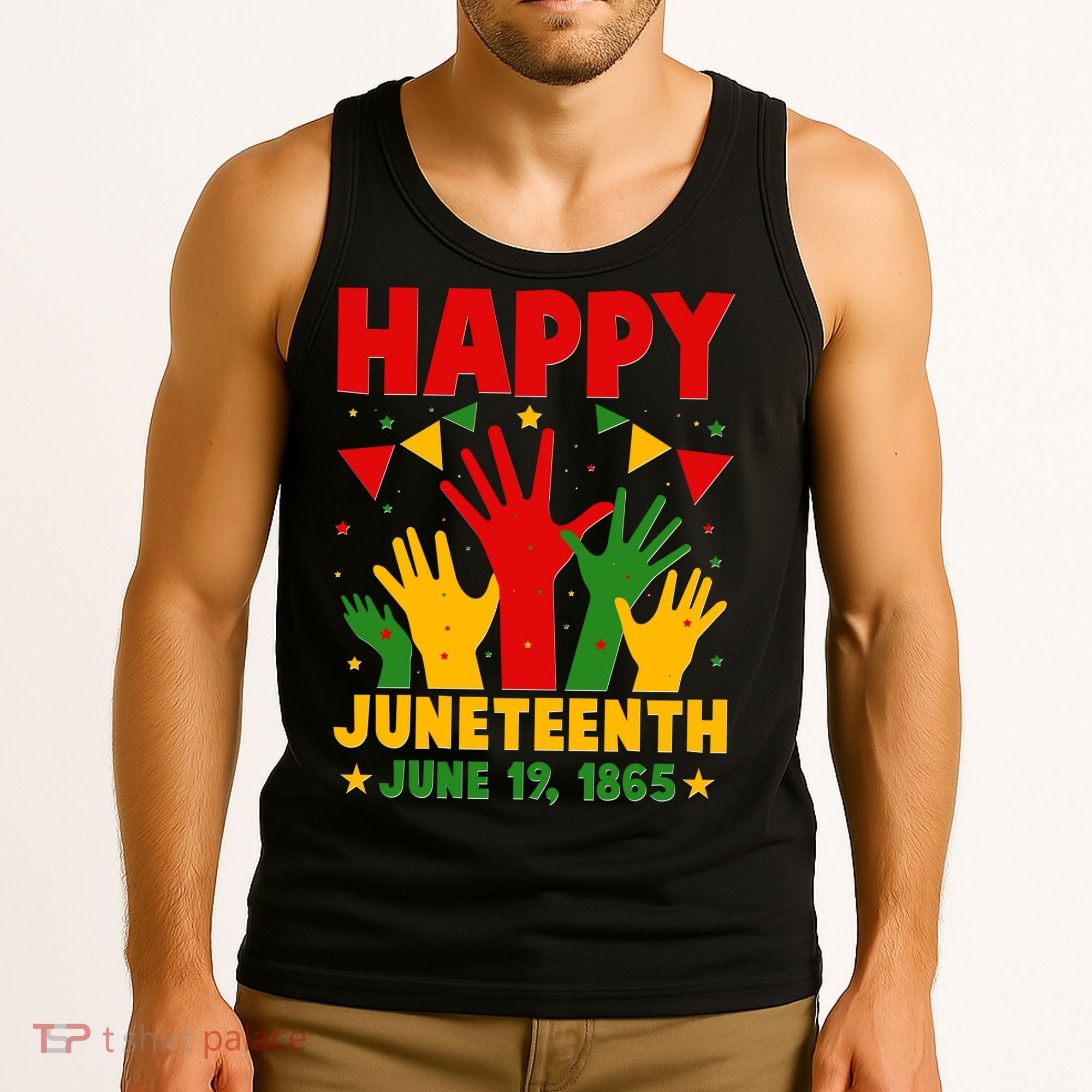 Happy Juneteenth June 19 1865 Celebration Raised Hands Tank Top