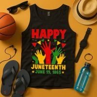 Happy Juneteenth June 19 1865 Celebration Raised Hands Tank Top thumb 4