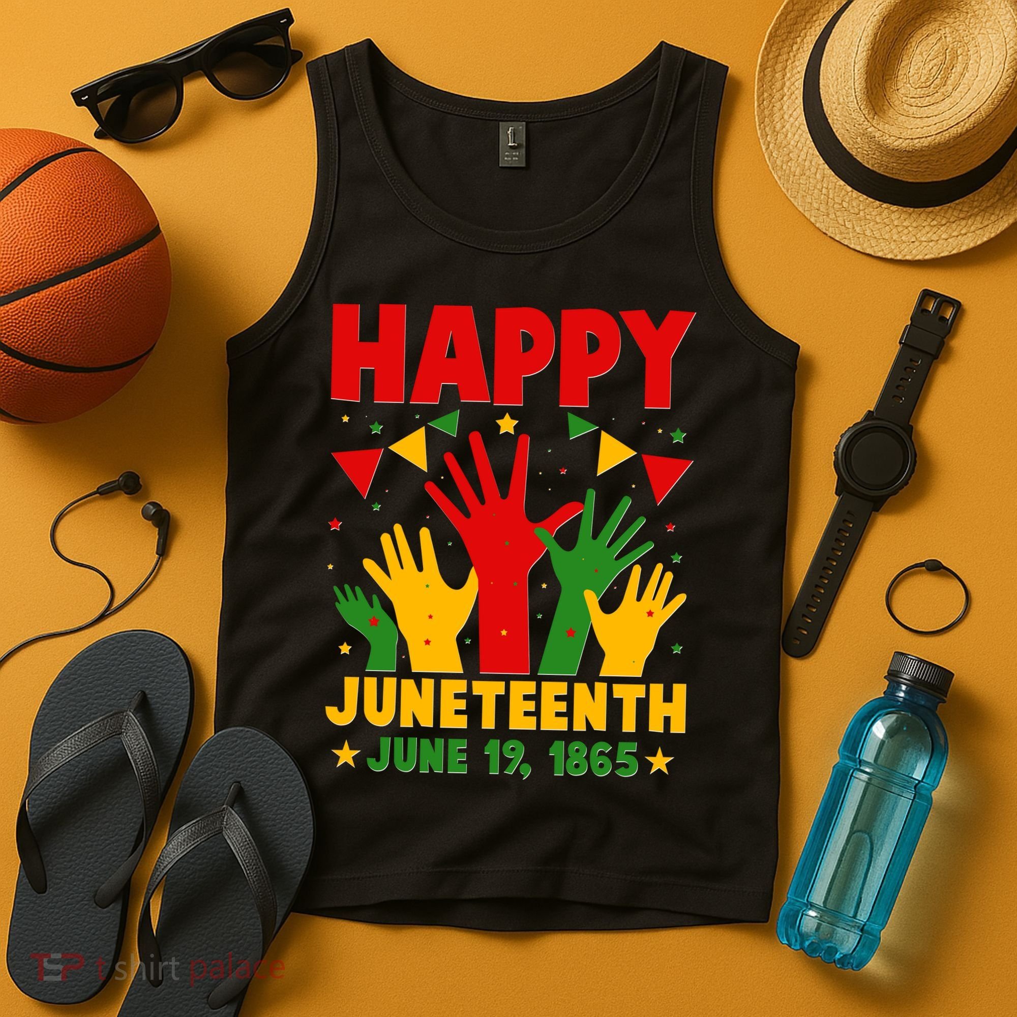 Happy Juneteenth June 19 1865 Celebration Raised Hands Tank Top
