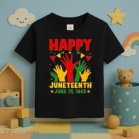 Happy Juneteenth June 19 1865 Celebration Raised Hands Toddler T-Shirt thumb 3
