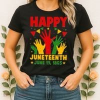 Happy Juneteenth June 19 1865 Celebration Raised Hands Women's T-Shirt thumb 2