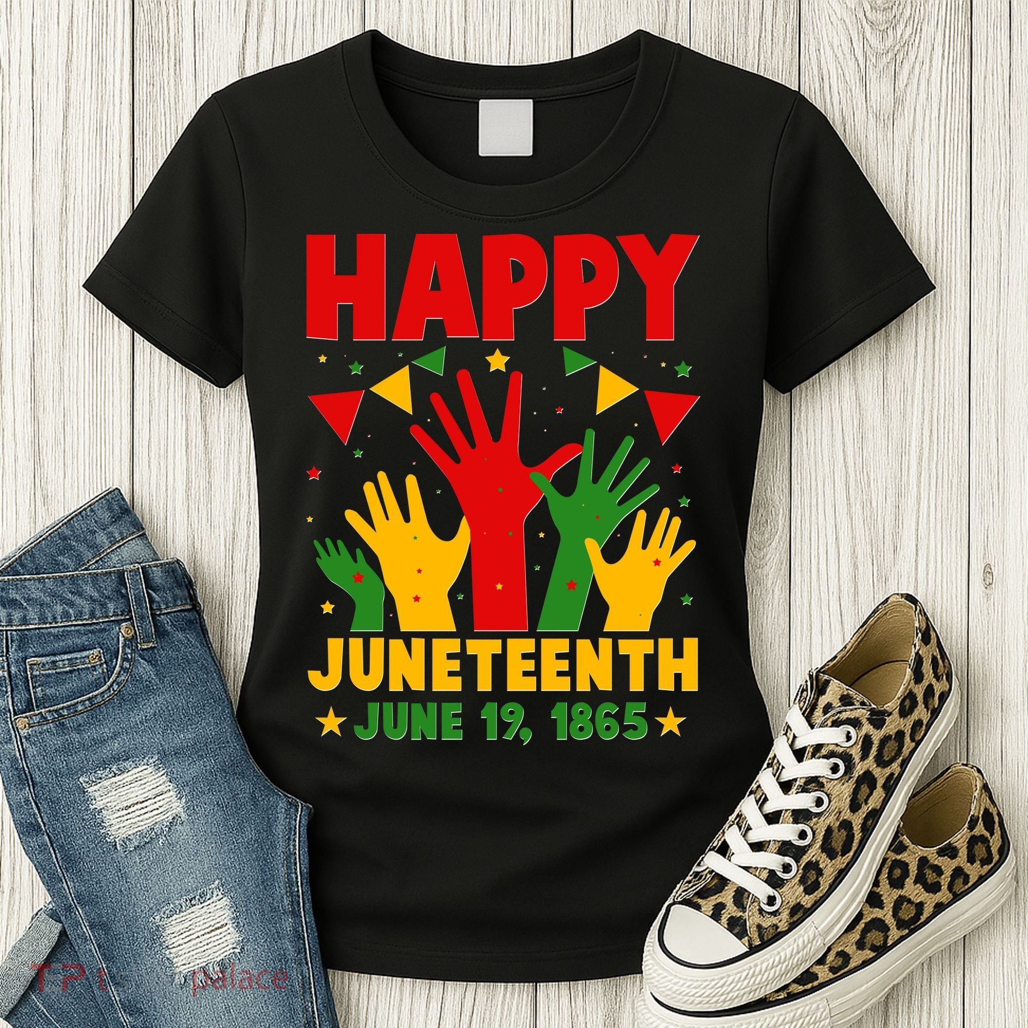 Happy Juneteenth June 19 1865 Celebration Raised Hands Women's T-Shirt